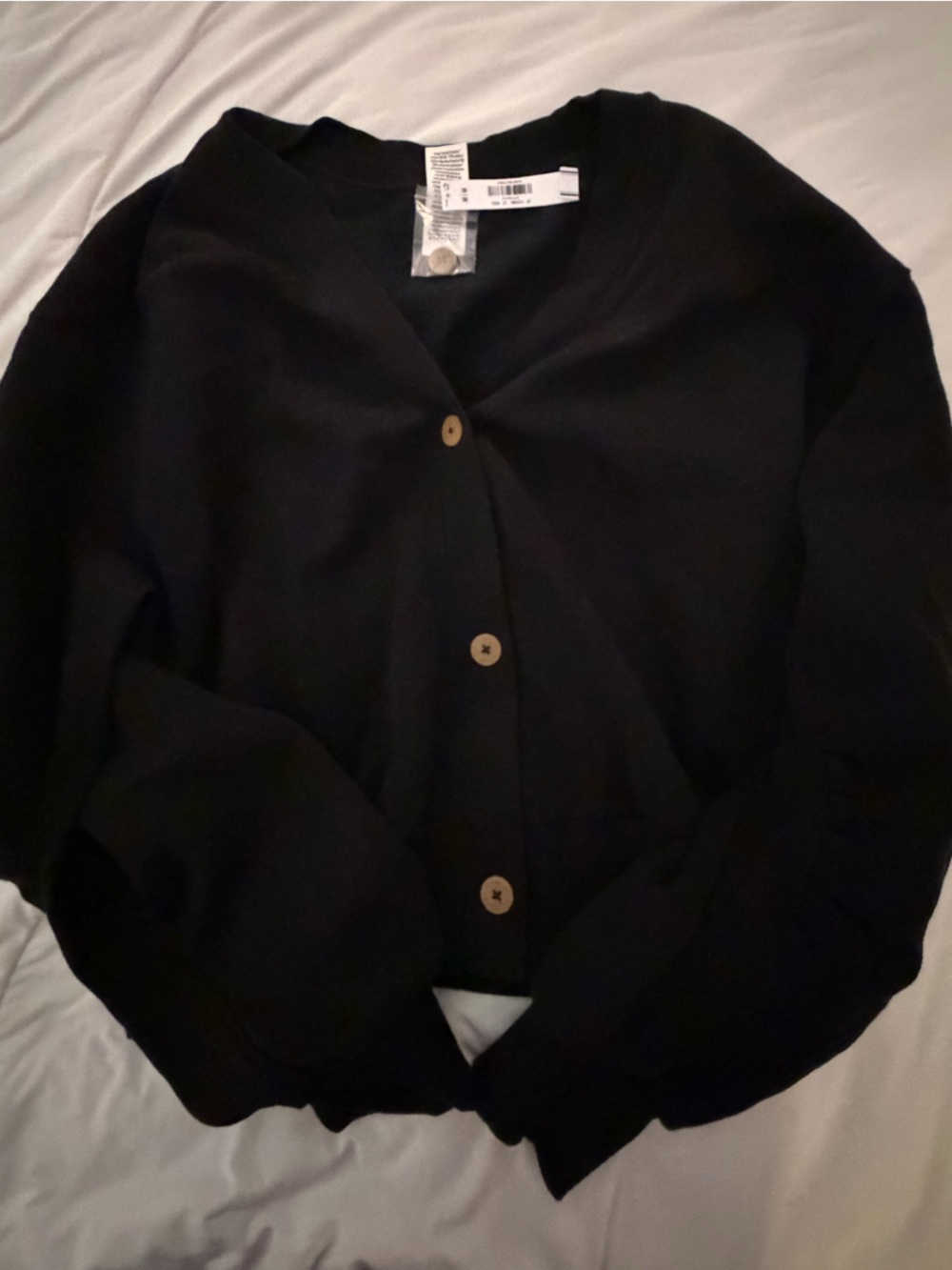 PINK Victoria's Secret Campus Fleece Cropped Cardigan | Black | Medium